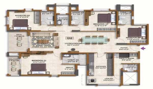 4 BHK Floor Plan